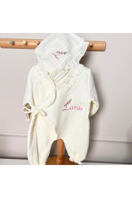 Baby Embroidered Muslin Romper Set
