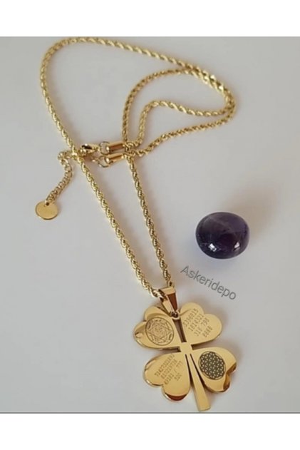 Hz.Solomon's Seal, Life Flower Symbol Steel Clover Necklace