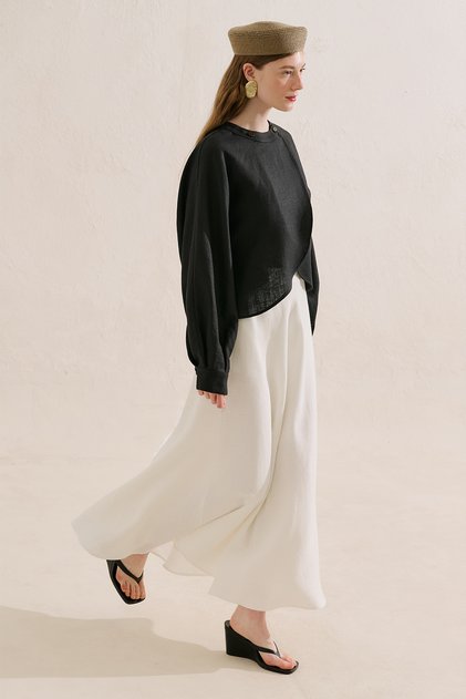 Linen Flawed Skirt Ecru