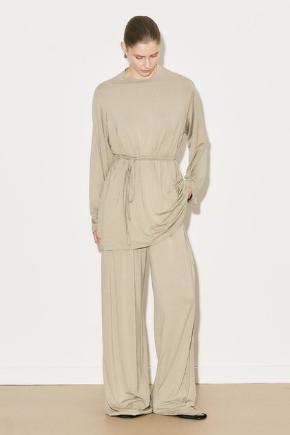 Easy Belted Comfortable Blouse Stone