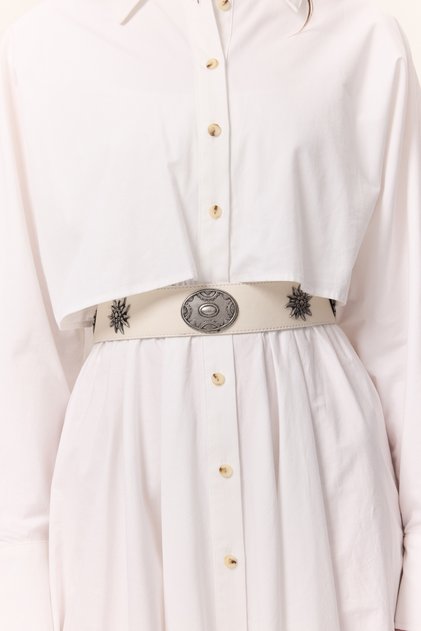 Desen Buckle Corset Belt Ecru