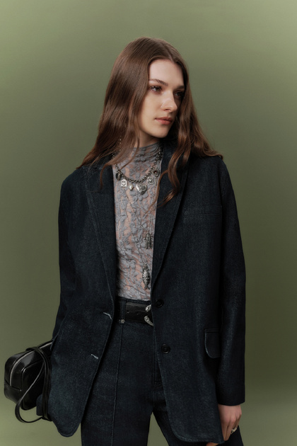 Denim Classic Blazer Jacket Deep Blue