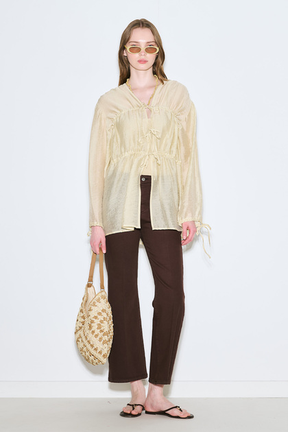 Bluz with Shirted Tie Soft Yellow