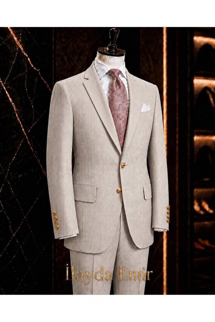Men's Suit Slim Fit Pinstripe Classic Groom Suit Jacket Pants
