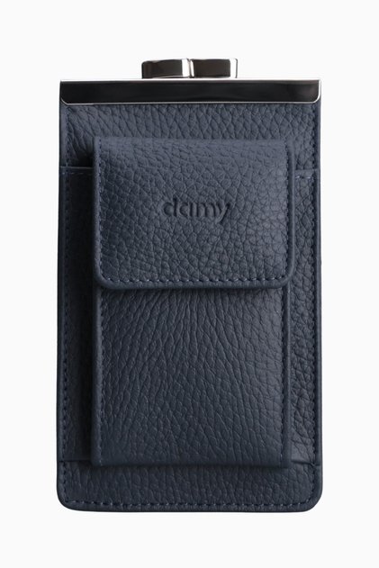 Genuine Leather Unisex Card Holder Pack Cigarette Case 701 - Navy Blue