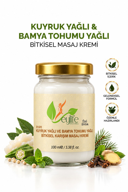 Kuyruk Ve Bamya Tohumu Yağlı Bitkisel Karışım Masaj Kremi 100 ml