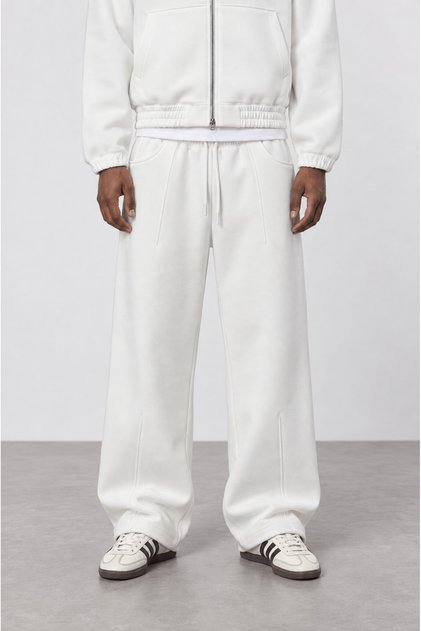Men's Pocket Detailed Panda Baggy Sweatpants Ecru