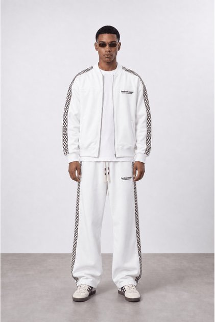 Men's Ffb Stripe Detailed Doubleface Tracksuit Set Ecru