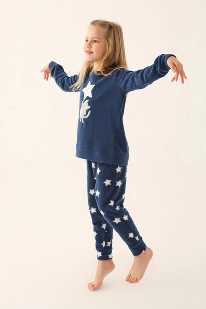 Fair Fa Fredo Navy Blue Girl's Long Sleeve Pajama Set