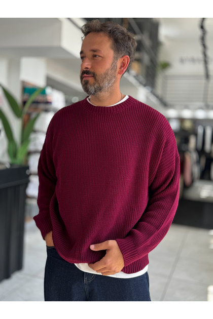 Burgundy Basic Oversized Knit Sweater PM-008