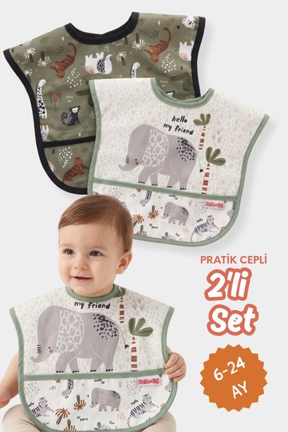 2-Piece Men's Diaper Set (LIQUID-PROOF) Activity and Pocketed Bib, 6–24 Months