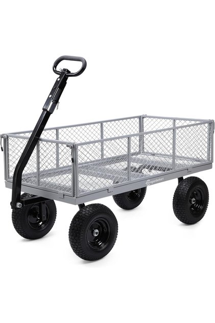 ® Heavy Duty Trolley Cart - 500 KG, Garden Cart with Adjustable Handle and Removable Sides | Metal, Foldable Garden Trolley for Garden Outdoor, Sports, Camping, Picnic (Metal, Grey)
