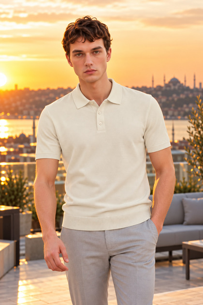 Premium Men's Knitwear Polo Neck T-Shirt Giuliano