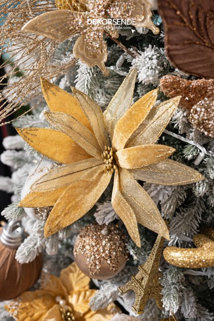 Christmas Ornament Ponsetya Daisy Model Gold 45 cm