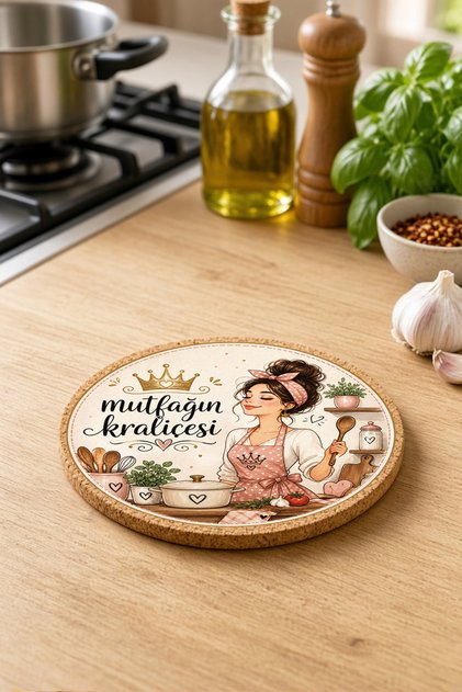 Mutfağın Kraliçesi Mantar Nihale Tencere Tava Altlığı 19cm Çapında 1cm Kalınlığında