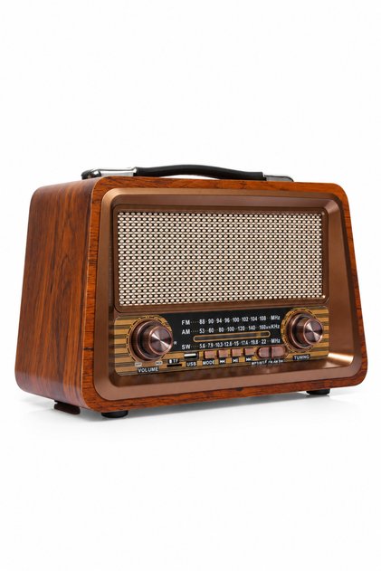 Nostaljik Radyo Gerçek Ahşap Eskitme Bluetooth Hoparlör Mp3 Çalar Müzik Kutusu