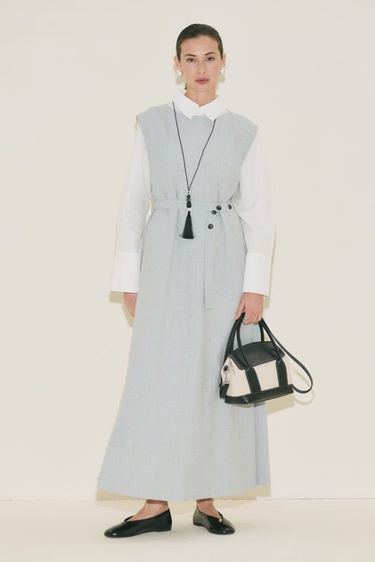 Premium Belt Detailed Dress Blue