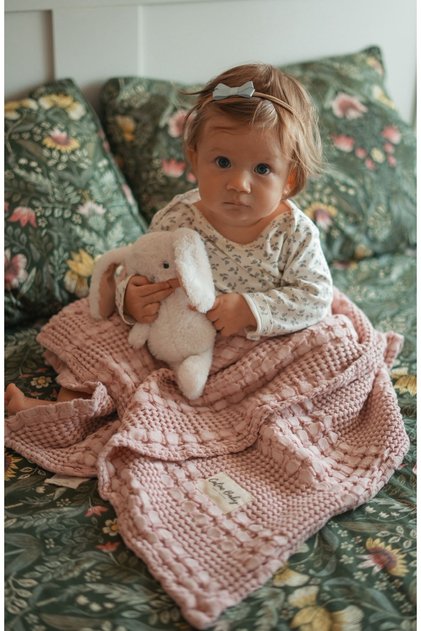 100*90cm Waffle Cotton Pique - Powder