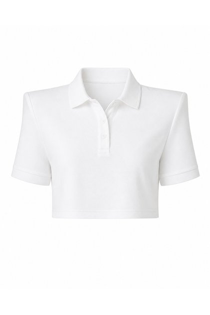 Polo Collar Padded Crop T-Shirt
