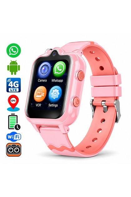 Ceas Smartwatch pentru Copii 4G, GPS, Apel Video HD, WhatsApp, Cameră Duală și Buton SOS