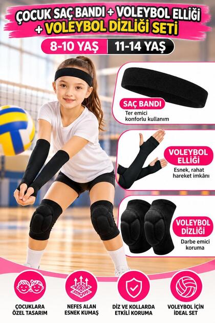 Children's Sports Athlete Head Sweat Hair Band Volleyball Ellik Volleyball Knee Pad Set