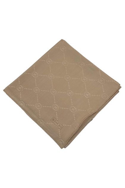 Cotton Silk Scarf - Monogram - Soft Camel
