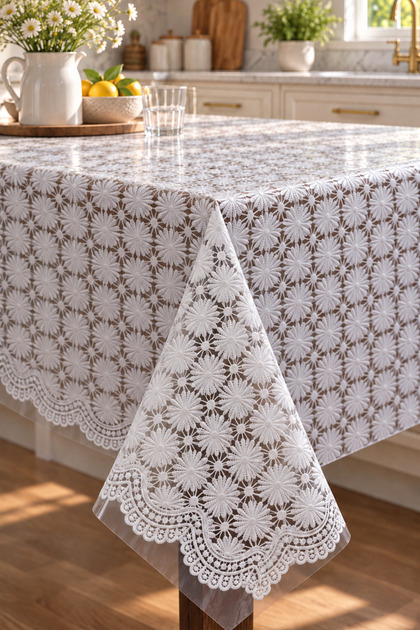 Premium Lace Look PVC Tablecloth – Wipeable, Waterproof Oilcloth, Easy to Clean