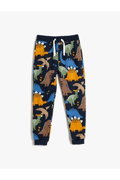 Jogger Sweatpants Dinosaur Printed Waist Tie