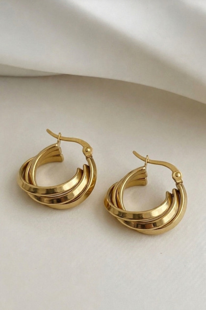 Gold Color Women's Thick Hoop Earrings
