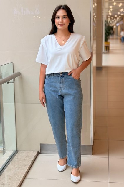 Fuat Gürşen Hotfix Printed Carrot Denim Trousers