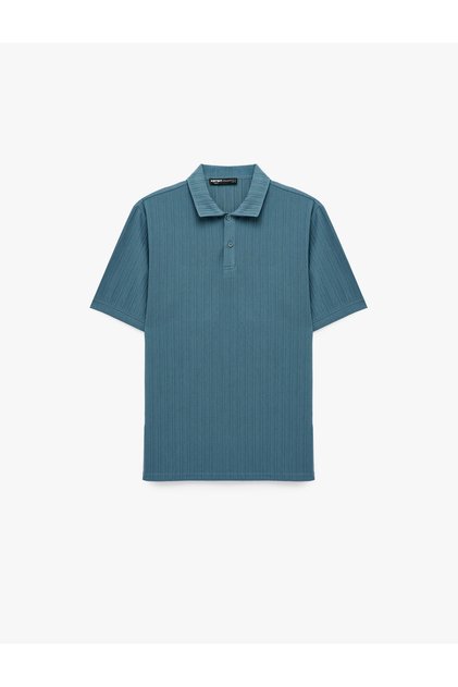 Regular Fit Short-Sleeve Buttoned Polo-Collar T-Shirt