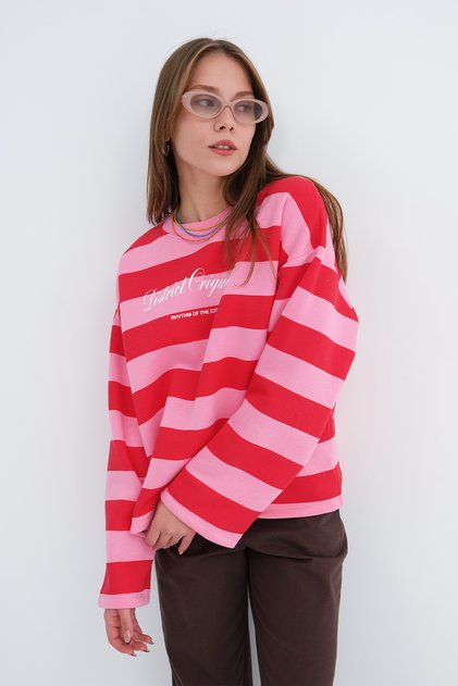 Çizgili Şardonlu Sweatshirt B10777
