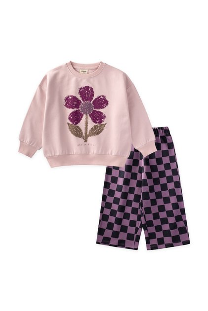 Patterned Sweatshirt Set for Girls, Ages 8–12, Powder Pink