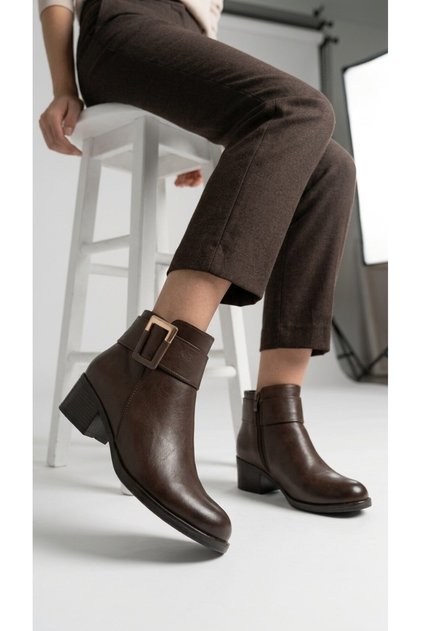 Women's Genuine Leather Short-Heeled Zip-Up Combat Boots