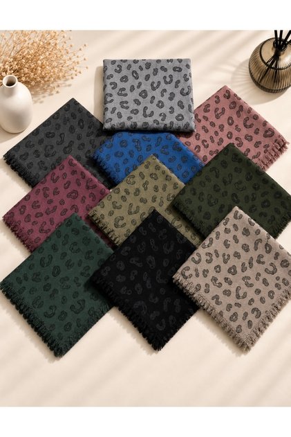Pamuklu Flamlı Yazma Eşarp 10Lu Set Desenli