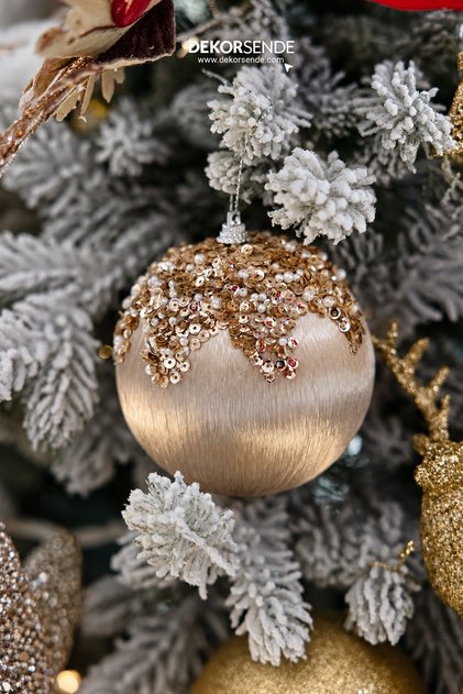 Christmas Ornament Ball Glacier Patterned Beige 2-Pack 10 cm