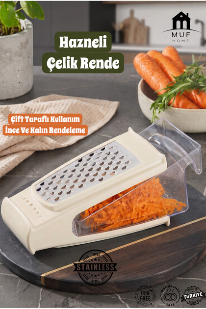Double Sided Grater Stainless Steel Grater with Bowl Elephant Female Color (550ml)