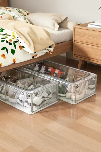 Ser&Yat Transparent Steel Frame Zippered Storage Box 45X30X20, White