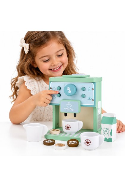 Set de joaca eco din lemn, Barista Junior, 8 piese