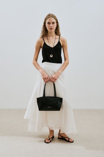 Folded Ruffle Long Skirt Ecru