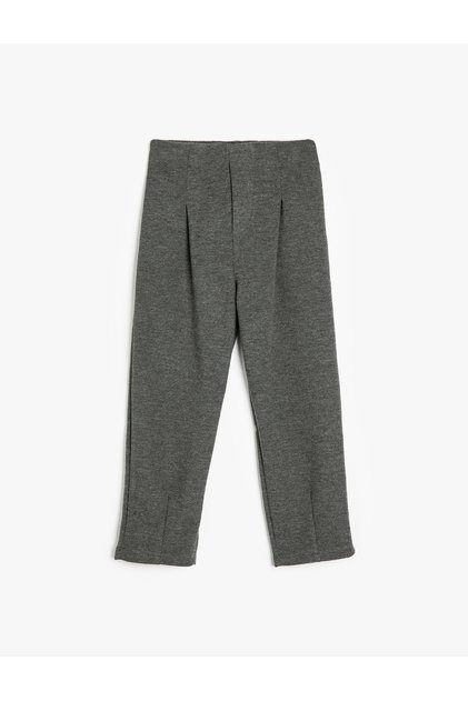 Basic Trousers with Elastic Waist and Pleat Detail