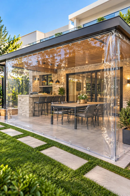 240cm X 5m Su Geçirmez Şeffaf Branda Kış Bahçesi, Kamelya, Hobi Bahçesi, Balkon Brandası