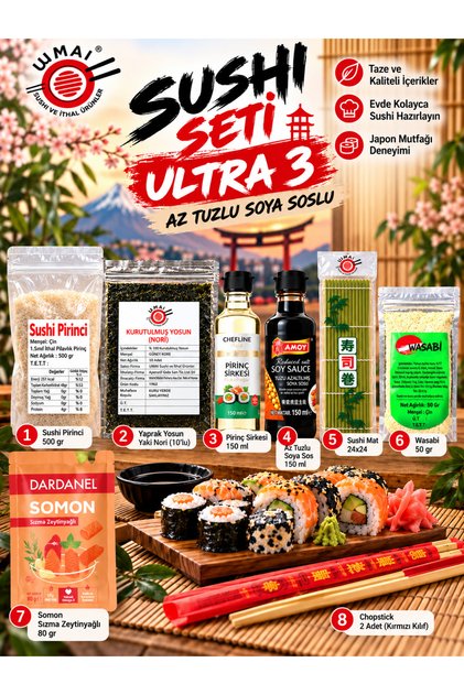 Sushi Seti Ultra 3 _ Az Tuzlu Soya Soslu Umai / Suşi Seti