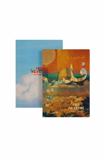 مجموعة دفاتر ملاحظات A5 غير مسطرة - دفتر يوميات، دفتر كولاج، ودفتر ملاحظات 15x21 سم، فلسطين الثانية المستقلة