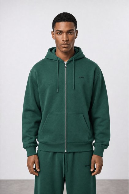 Men's Basic Oversize Zip Emerald