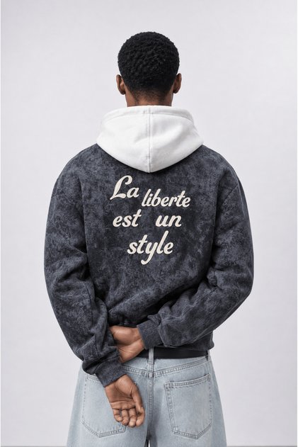 Men's Liberte Text Detailed Washable Oversize Zip Smoked