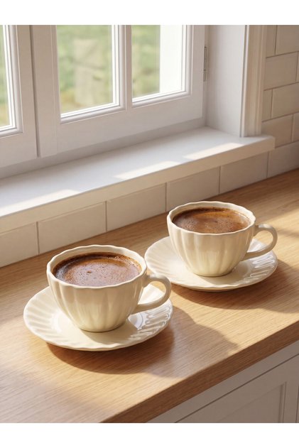 Set of 2 Embroidered Coffee Cups