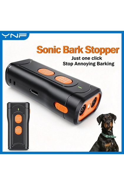 black Ultrasonic Anti‑Barking Dog Deterrent, 40KHz Rechargeable Portable Dog Training Tool Indoor Ou