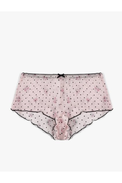 Bow-Detail Floral-Patterned Polka-Dot Mini Shorts Pajama Bottoms