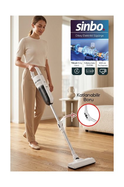 SVC-8640 Dikey Elektrikli Süpürge Katlanır Borulu, El Süpürgesi, 800 ml Toz Hazneli